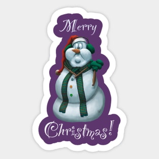 Joyful Merry Christmas Holiday Snowman Sticker